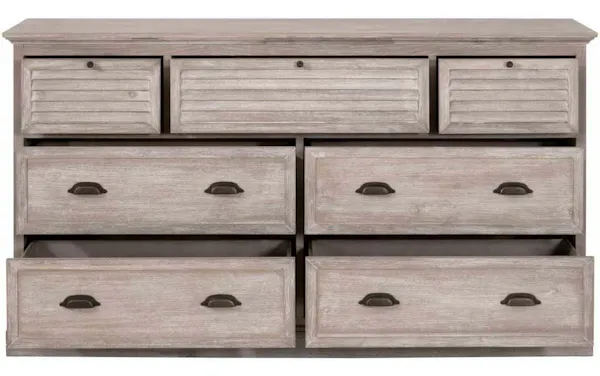 Essentials For Living 6057.NG Eden 7 Drawer Media Dresser in Natural Gray Acacia Essentials For Living 6057.NG Eden 7 Drawer Media Dresser in Natural Gray Acacia