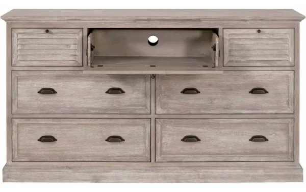 Essentials For Living 6057.NG Eden 7 Drawer Media Dresser in Natural Gray Acacia Essentials For Living 6057.NG Eden 7 Drawer Media Dresser in Natural Gray Acacia