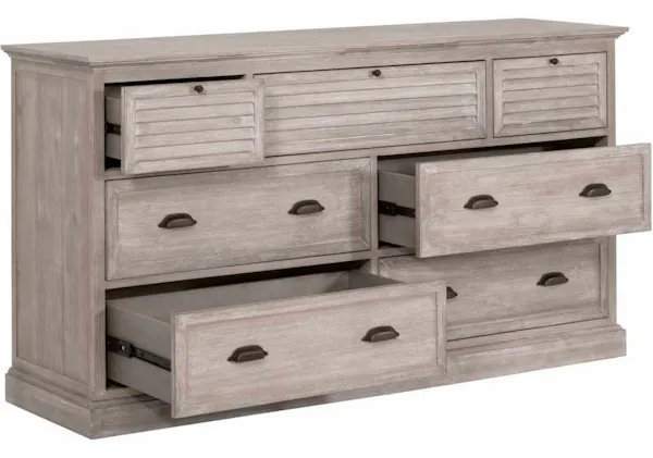 Essentials For Living 6057.NG Eden 7 Drawer Media Dresser in Natural Gray Acacia Essentials For Living 6057.NG Eden 7 Drawer Media Dresser in Natural Gray Acacia