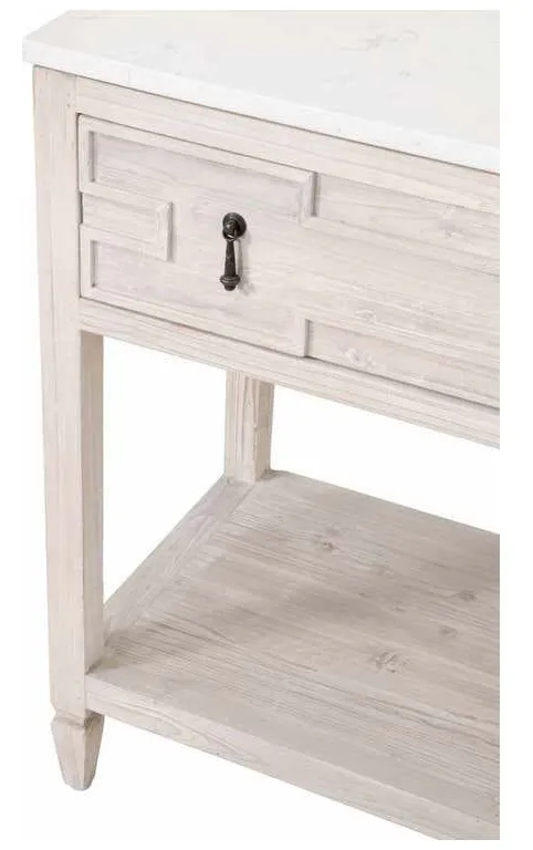 Essentials For Living 8016.WW-PNE/WHTQ Emerie 2 Drawer Entry Console in White Wash Pine White Quartz Essentials For Living 8016.WW-PNE/WHTQ Emerie 2 Drawer Entry Console in White Wash Pine White Quartz