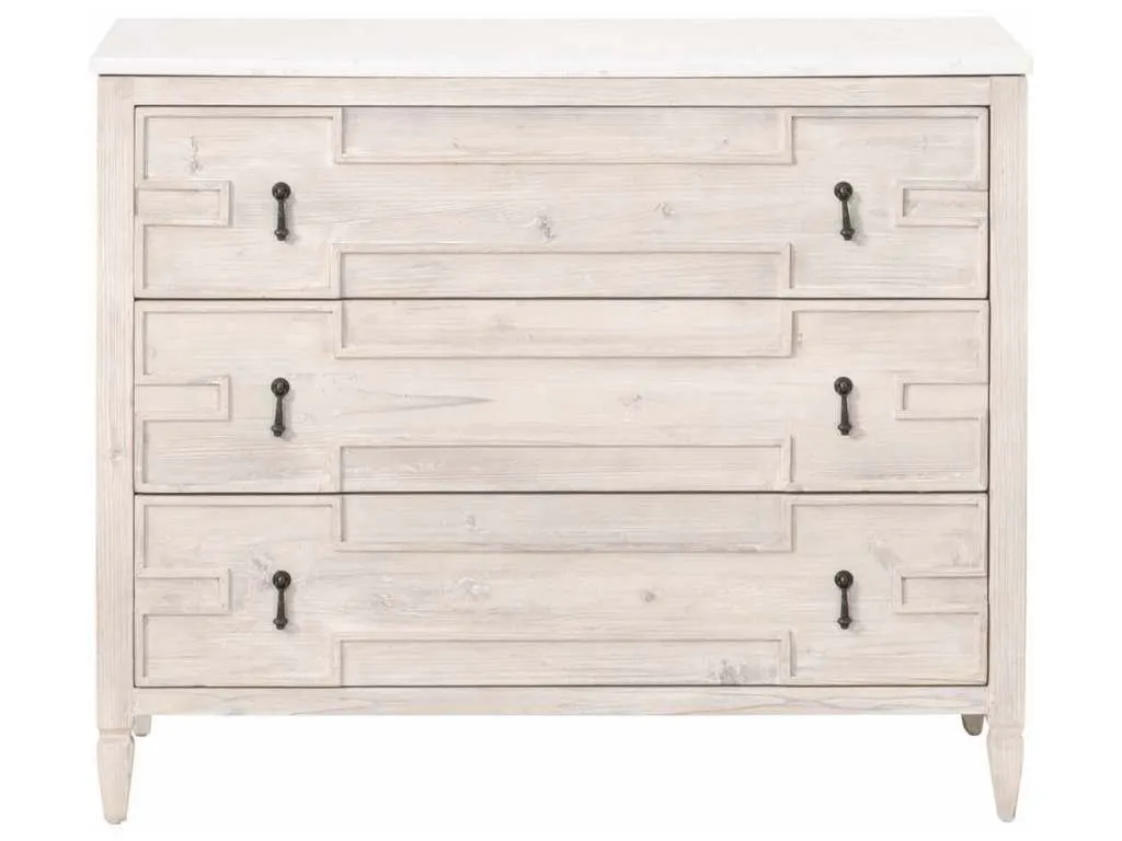 Essentials For Living 8017.WW-PNE/WHTQ  Emerie Entry Cabinet in White Wash Pine White Quartz
