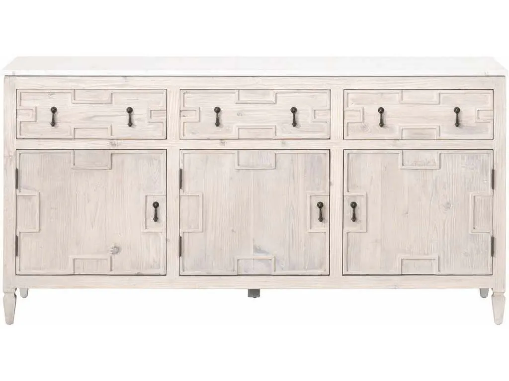 Essentials For Living 8015.WW-PNE/WHTQ  Emerie Media Sideboard in White Wash Pine White Quartz