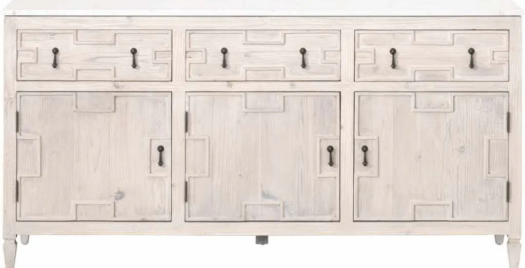 Essentials For Living 8015.WW-PNE/WHTQ Emerie Media Sideboard in White Wash Pine White Quartz Essentials For Living 8015.WW-PNE/WHTQ Emerie Media Sideboard in White Wash Pine White Quartz
