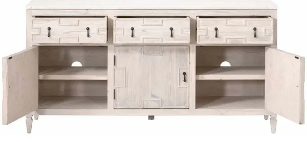 Essentials For Living 8015.WW-PNE/WHTQ Emerie Media Sideboard in White Wash Pine White Quartz Essentials For Living 8015.WW-PNE/WHTQ Emerie Media Sideboard in White Wash Pine White Quartz