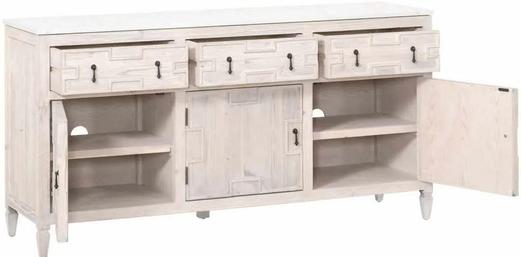 Essentials For Living 8015.WW-PNE/WHTQ Emerie Media Sideboard in White Wash Pine White Quartz Essentials For Living 8015.WW-PNE/WHTQ Emerie Media Sideboard in White Wash Pine White Quartz