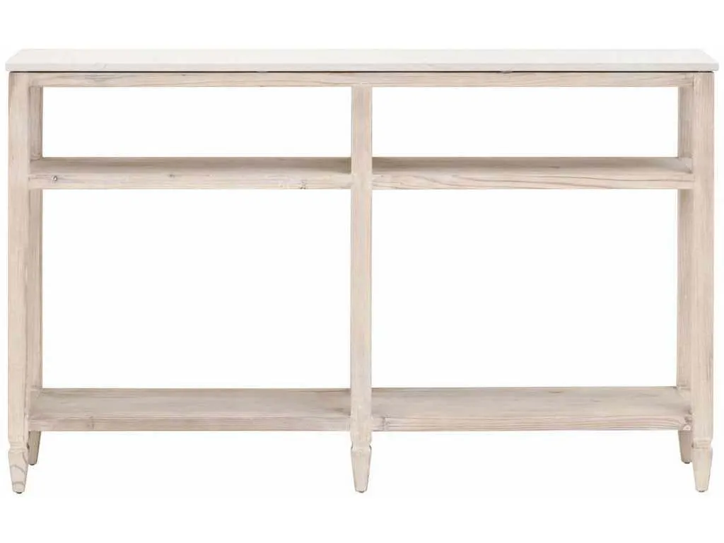 Essentials for Living 8016-N.WW-PNE/WHTQ  Emerie Narrow Console Table in White Wash Pine White Quartz