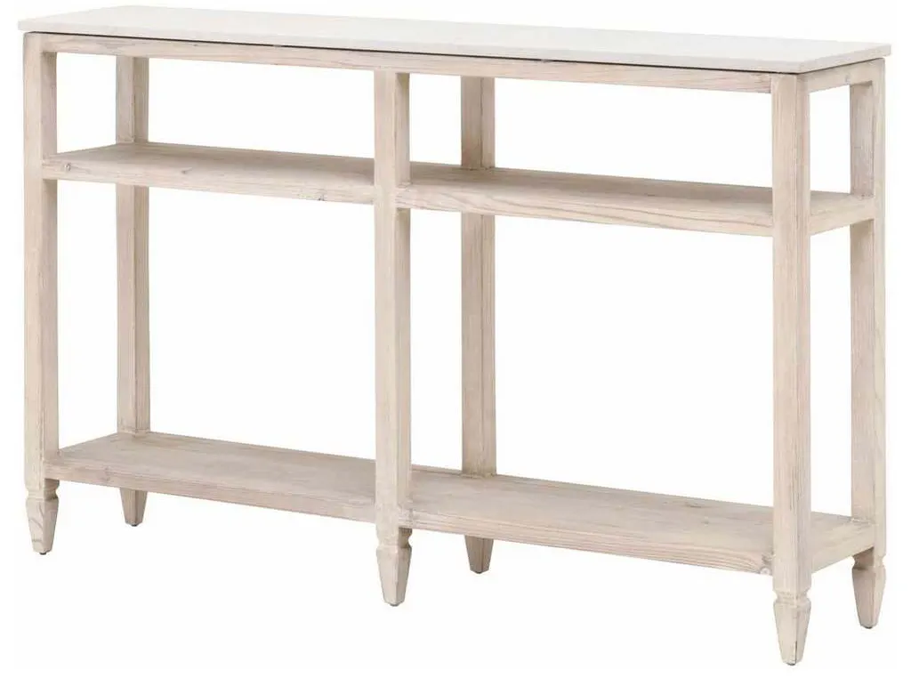 Essentials for Living 8016-N.WW-PNE/WHTQ Emerie Narrow Console Table in White Wash Pine White Quartz Essentials for Living 8016-N.WW-PNE/WHTQ Emerie Narrow Console Table in White Wash Pine White Quartz