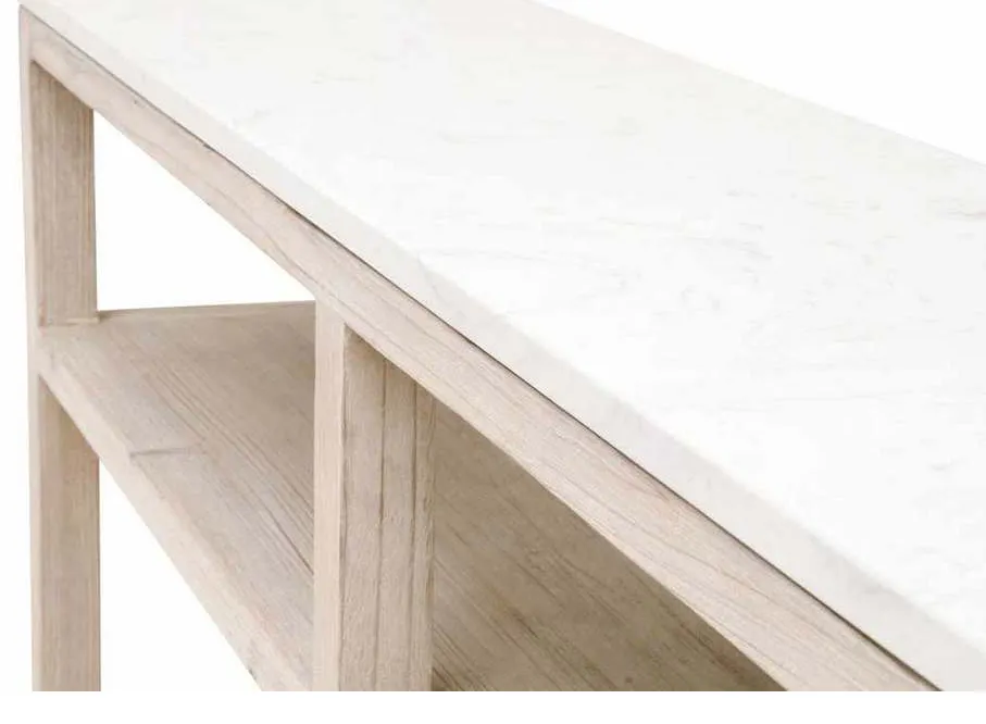Essentials for Living 8016-N.WW-PNE/WHTQ Emerie Narrow Console Table in White Wash Pine White Quartz Essentials for Living 8016-N.WW-PNE/WHTQ Emerie Narrow Console Table in White Wash Pine White Quartz
