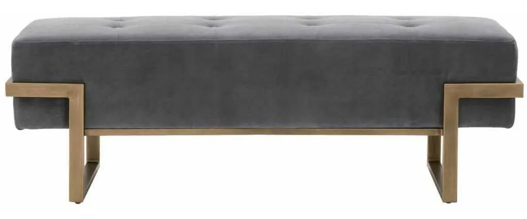 Essentials For Living 4575.BGRY/BRA Fiona Upholstered Bench in Blush Gray Velvet Brass Essentials For Living 4575.BGRY/BRA Fiona Upholstered Bench in Blush Gray Velvet Brass