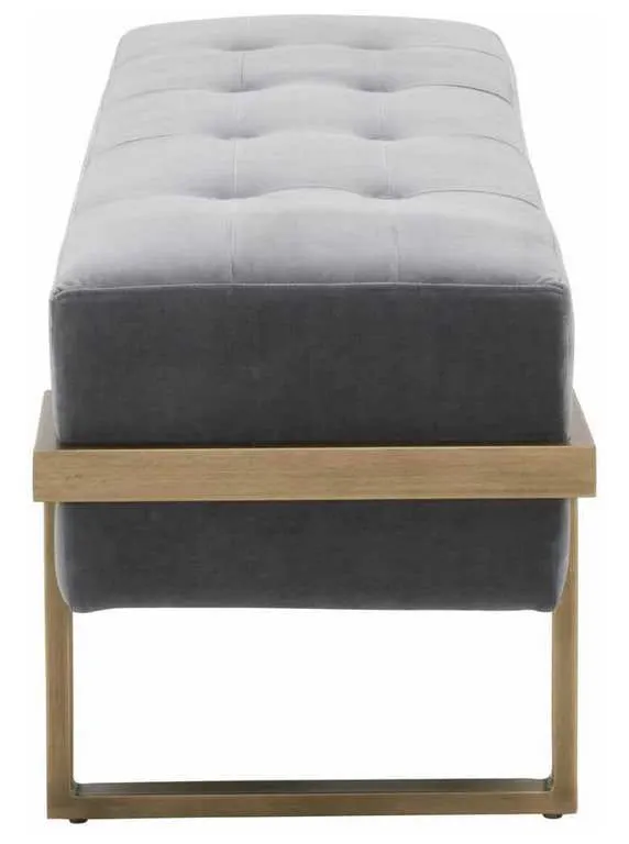 Essentials For Living 4575.BGRY/BRA Fiona Upholstered Bench in Blush Gray Velvet Brass Essentials For Living 4575.BGRY/BRA Fiona Upholstered Bench in Blush Gray Velvet Brass