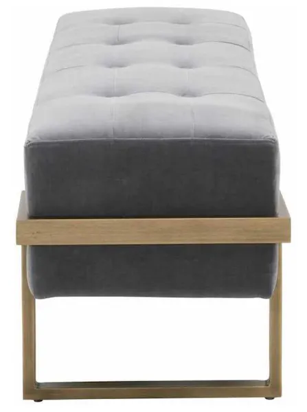Essentials For Living 4575.BGRY/BRA Fiona Upholstered Bench in Blush Gray Velvet Brass Essentials For Living 4575.BGRY/BRA Fiona Upholstered Bench in Blush Gray Velvet Brass