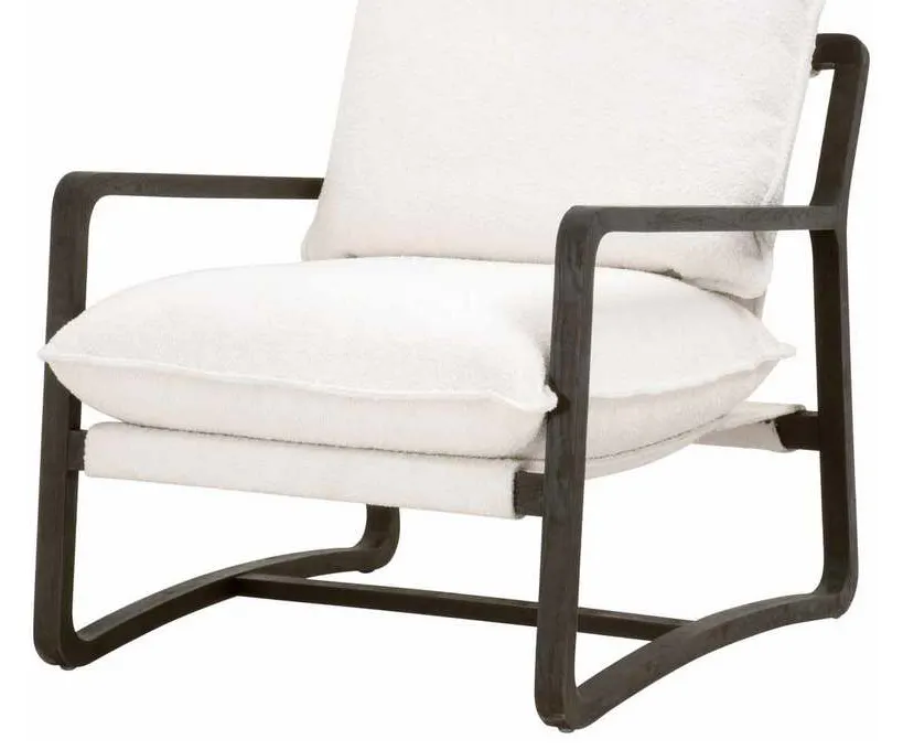 Essentials for Living 6657.BOU-SNO/MBRO Hamlin Club Chair in Performance Boucle Snow Matte Brown Oak Essentials for Living 6657.BOU-SNO/MBRO Hamlin Club Chair in Performance Boucle Snow Matte Brown Oak