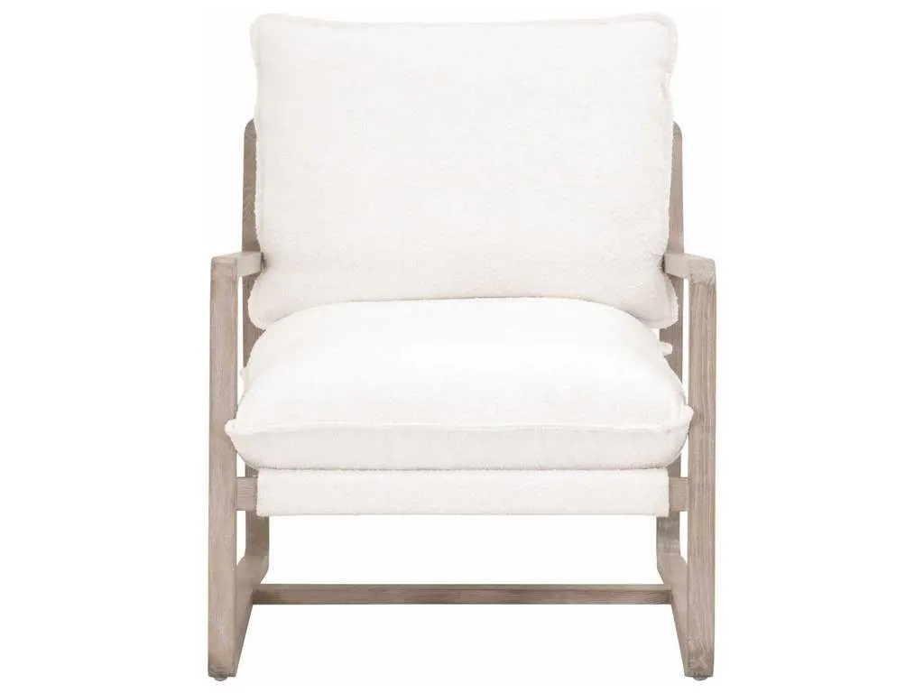 Essentials for Living 6657.BOU-SNO/NG  Hamlin Club Chair in Performance Boucle Snow Natural Gray Oak
