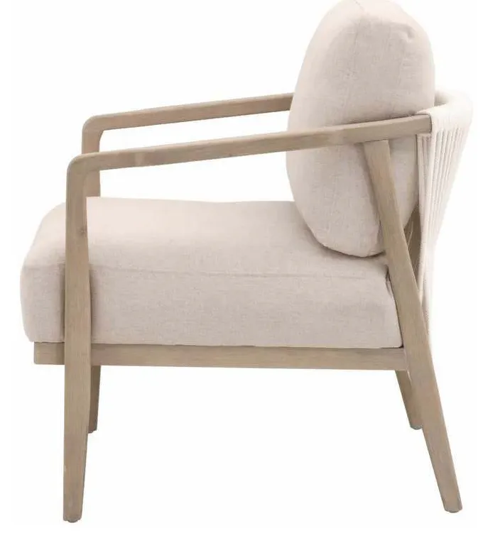 Essentials for Living 8049.SGRY-OAK/FLX Harbor Club Chair in Flax Linen White Rope Smoke Gray Oak Essentials for Living 8049.SGRY-OAK/FLX Harbor Club Chair in Flax Linen White Rope Smoke Gray Oak