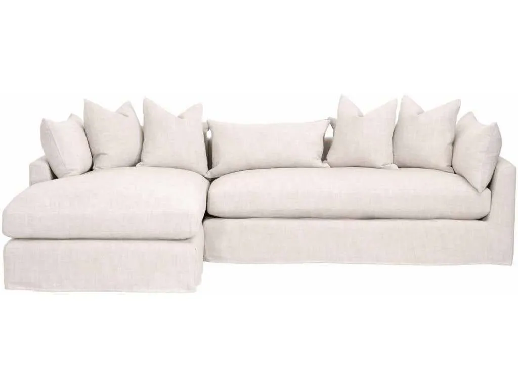 Essentials For Living 6606-LF.BISQ  Haven 110 inch Lounge Slipcover LF Sectional in Bisque Espresso