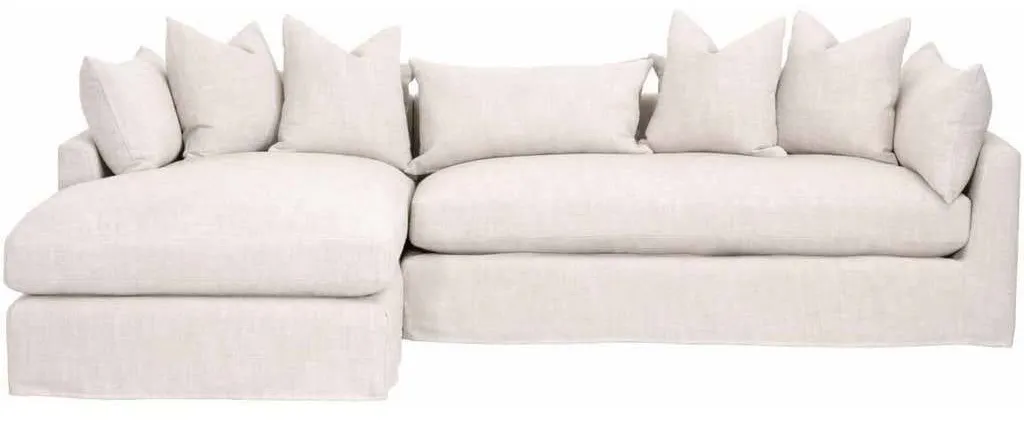 Essentials For Living 6606-LF.BISQ Haven 110 inch Lounge Slipcover LF Sectional in Bisque Espresso Essentials For Living 6606-LF.BISQ Haven 110 inch Lounge Slipcover LF Sectional in Bisque Espresso