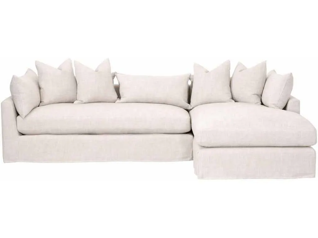 Essentials For Living 6606-RF.BISQ  Haven 110 inch Lounge Slipcover RF Sectional in Bisque Espresso
