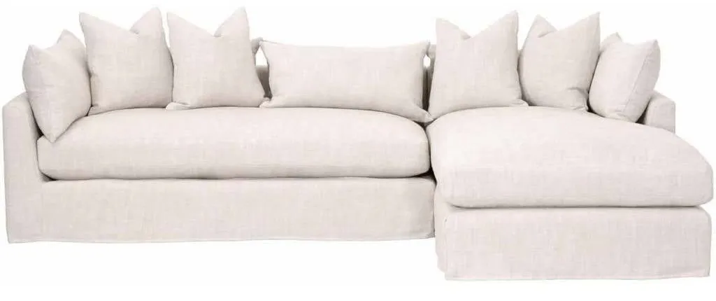 Essentials For Living 6606-RF.BISQ Haven 110 inch Lounge Slipcover RF Sectional in Bisque Espresso Essentials For Living 6606-RF.BISQ Haven 110 inch Lounge Slipcover RF Sectional in Bisque Espresso
