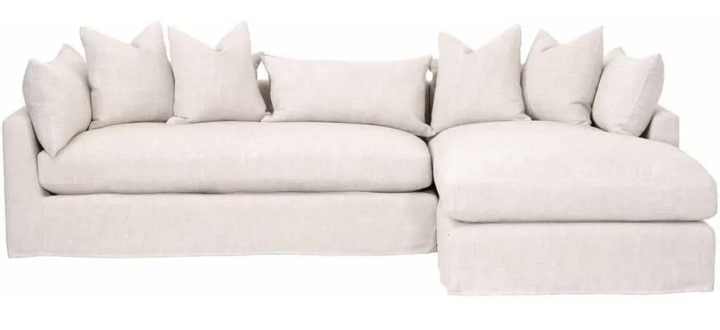 Essentials For Living 6606-RF.BISQ Haven 110 inch Lounge Slipcover RF Sectional in Bisque Espresso Essentials For Living 6606-RF.BISQ Haven 110 inch Lounge Slipcover RF Sectional in Bisque Espresso