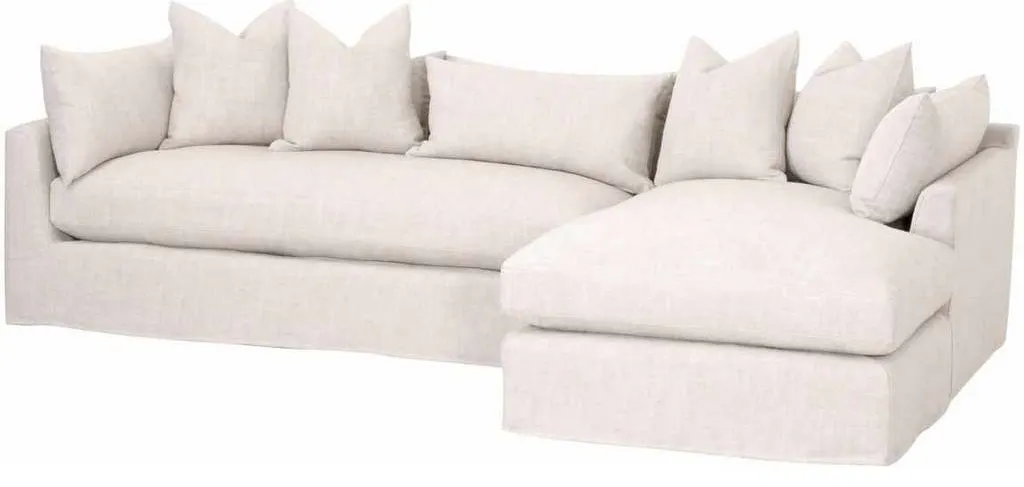 Essentials For Living 6606-RF.BISQ Haven 110 inch Lounge Slipcover RF Sectional in Bisque Espresso Essentials For Living 6606-RF.BISQ Haven 110 inch Lounge Slipcover RF Sectional in Bisque Espresso