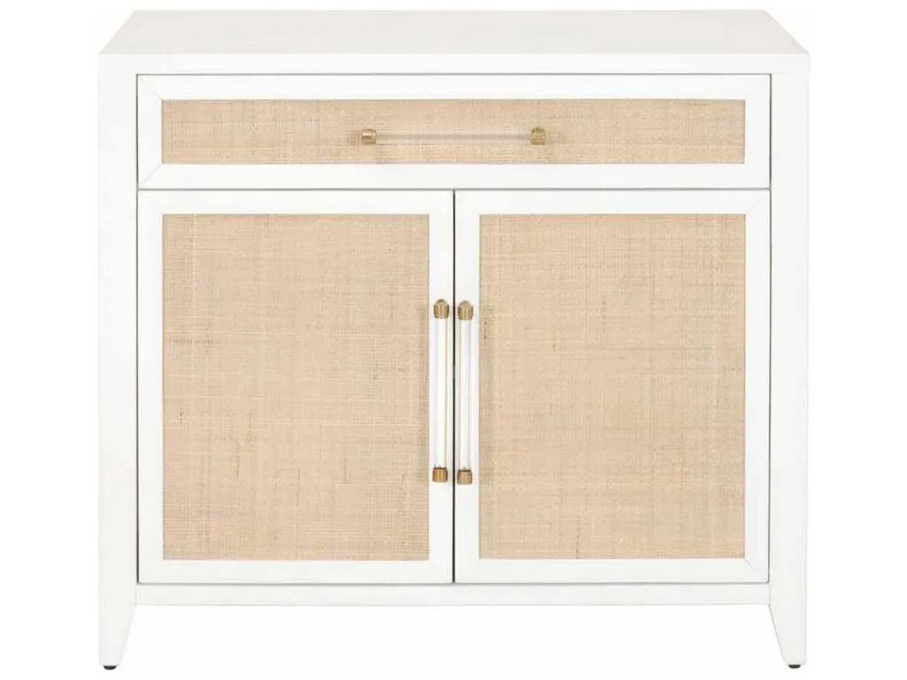 Essentials for Living 6146.WHT/NAT Holland Media Chest in Matte White Natural Rattan