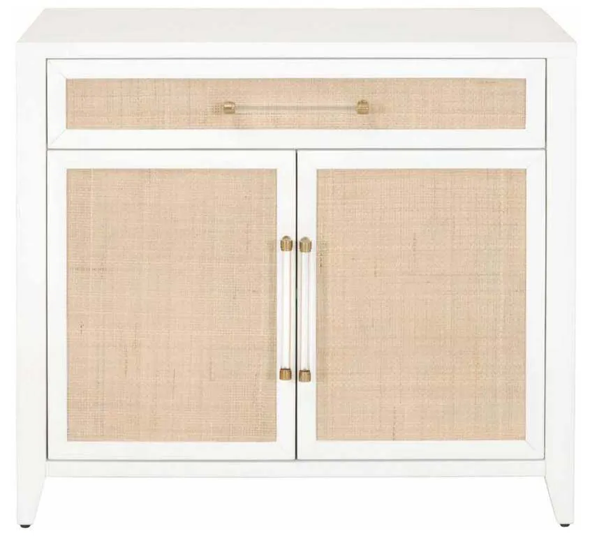 Essentials for Living 6146.WHT/NAT Holland Media Chest in Matte White Natural Rattan Essentials for Living 6146.WHT/NAT Holland Media Chest in Matte White Natural Rattan