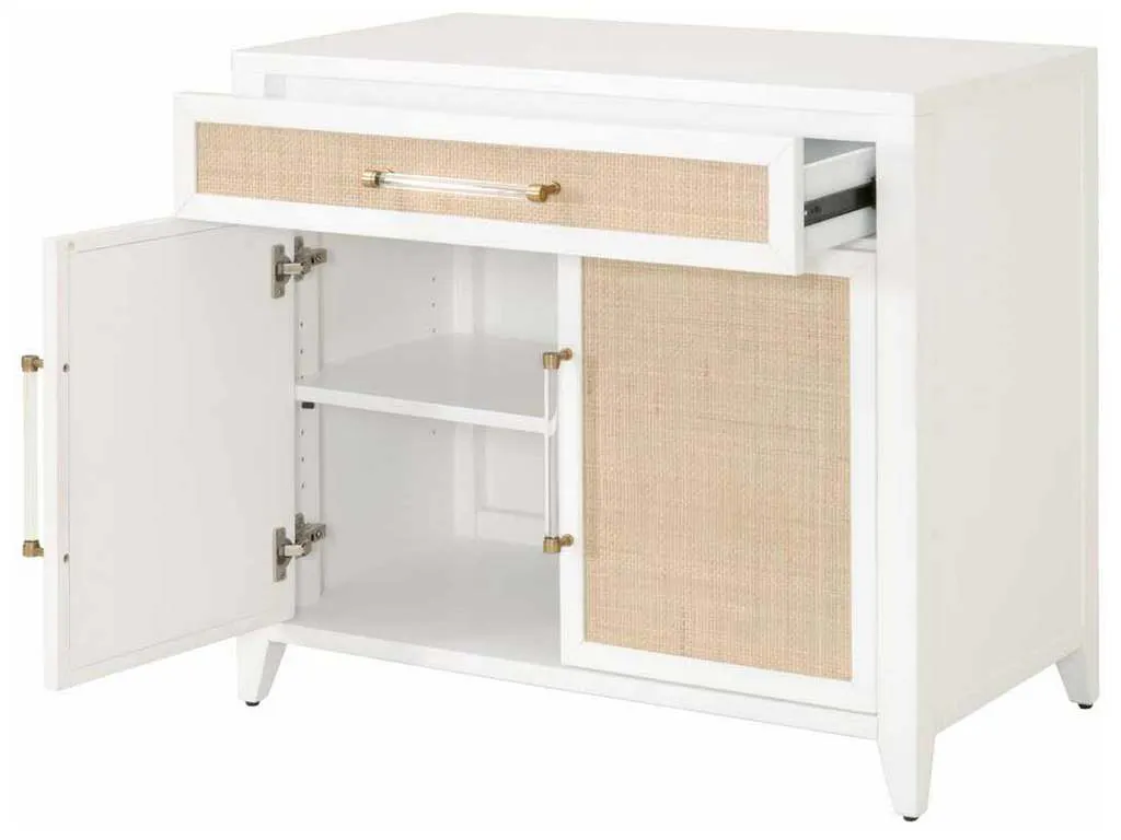 Essentials for Living 6146.WHT/NAT Holland Media Chest in Matte White Natural Rattan Essentials for Living 6146.WHT/NAT Holland Media Chest in Matte White Natural Rattan