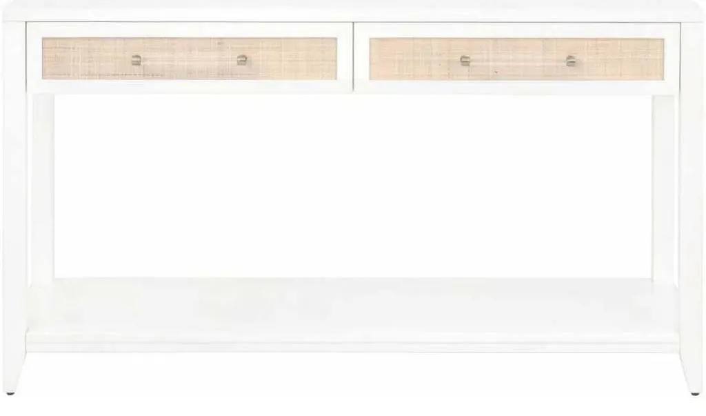 Essentials For Living 6145.WHT/NAT Holland 2 Drawer Console Table in Matte White Natural Rattan Essentials For Living 6145.WHT/NAT Holland 2 Drawer Console Table in Matte White Natural Rattan