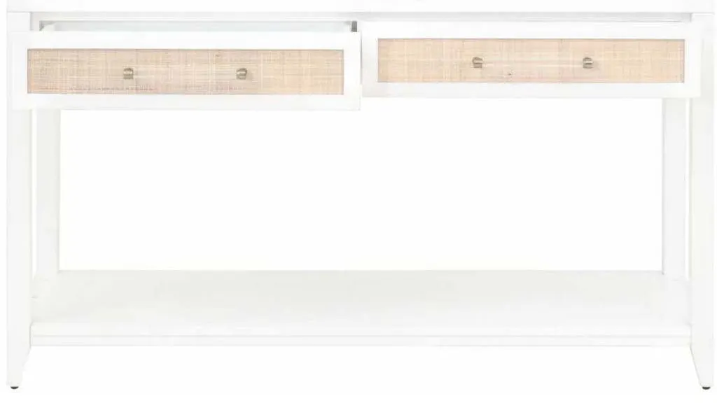 Essentials For Living 6145.WHT/NAT Holland 2 Drawer Console Table in Matte White Natural Rattan Essentials For Living 6145.WHT/NAT Holland 2 Drawer Console Table in Matte White Natural Rattan