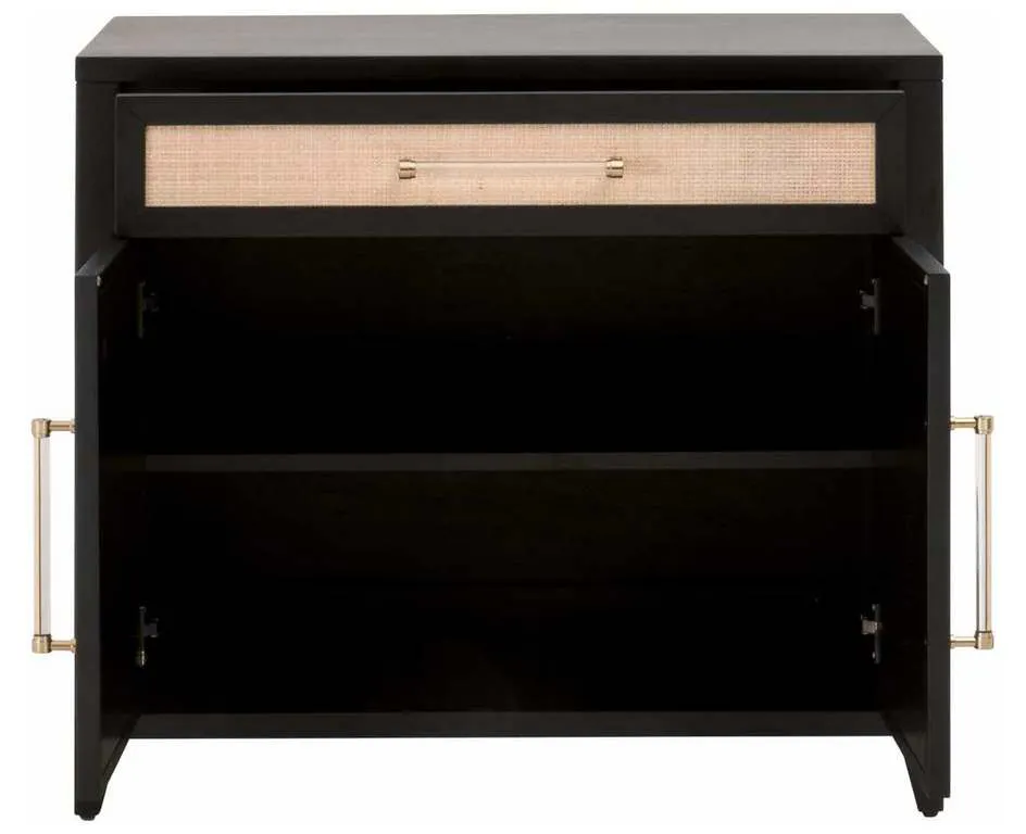 Essentials for Living 6146.B-BLK/NAT Holland Media Chest in Brushed Black Acacia Natural Rattan Essentials for Living 6146.B-BLK/NAT Holland Media Chest in Brushed Black Acacia Natural Rattan