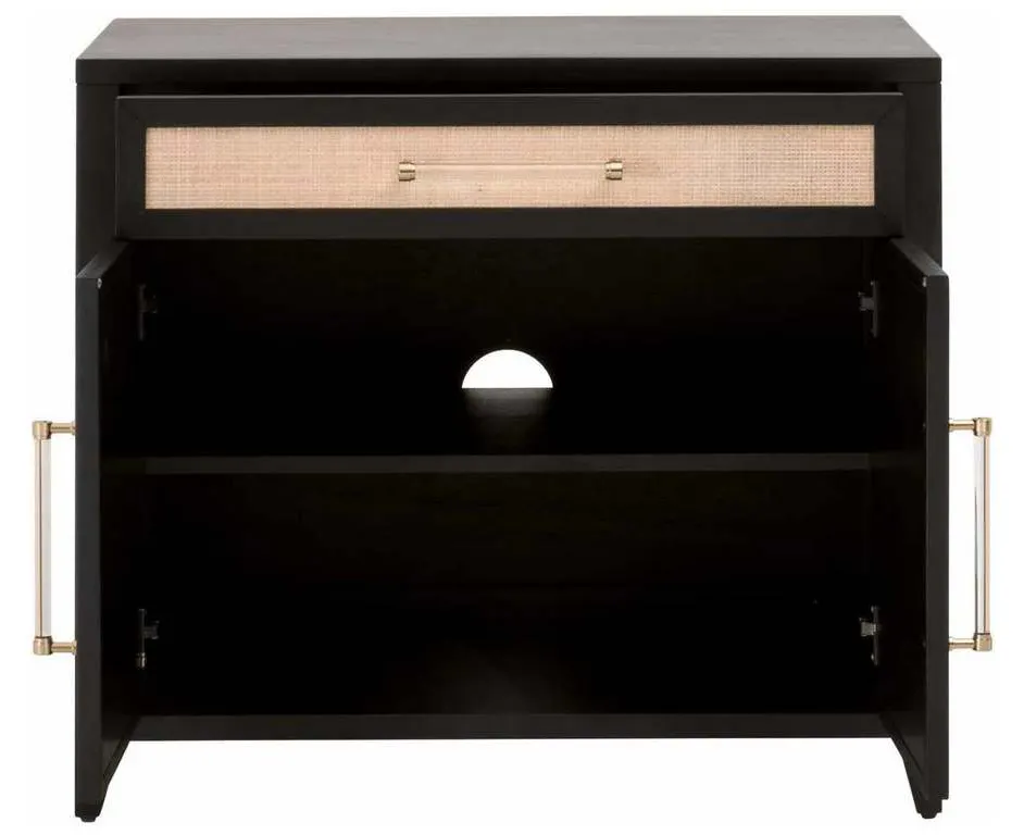 Essentials for Living 6146.B-BLK/NAT Holland Media Chest in Brushed Black Acacia Natural Rattan Essentials for Living 6146.B-BLK/NAT Holland Media Chest in Brushed Black Acacia Natural Rattan