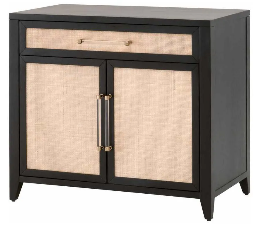 Essentials for Living 6146.B-BLK/NAT Holland Media Chest in Brushed Black Acacia Natural Rattan Essentials for Living 6146.B-BLK/NAT Holland Media Chest in Brushed Black Acacia Natural Rattan