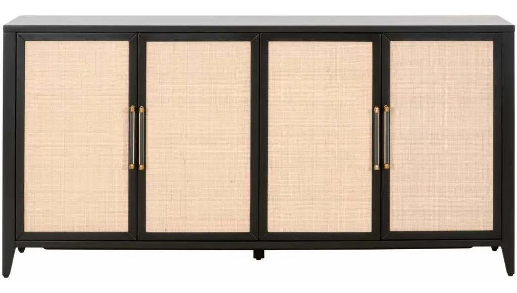Essentials for Living 6142.B-BLK/NAT Holland Media Sideboard in Brushed Black Acacia Natural Rattan Essentials for Living 6142.B-BLK/NAT Holland Media Sideboard in Brushed Black Acacia Natural Rattan