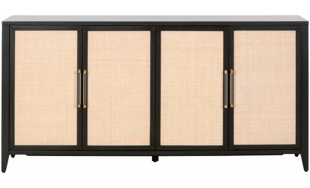 Essentials for Living 6142.B-BLK/NAT Holland Media Sideboard in Brushed Black Acacia Natural Rattan Essentials for Living 6142.B-BLK/NAT Holland Media Sideboard in Brushed Black Acacia Natural Rattan