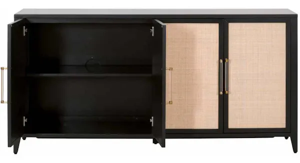 Essentials for Living 6142.B-BLK/NAT Holland Media Sideboard in Brushed Black Acacia Natural Rattan Essentials for Living 6142.B-BLK/NAT Holland Media Sideboard in Brushed Black Acacia Natural Rattan