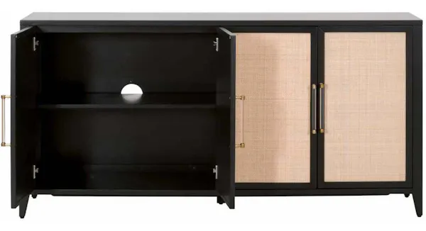 Essentials for Living 6142.B-BLK/NAT Holland Media Sideboard in Brushed Black Acacia Natural Rattan Essentials for Living 6142.B-BLK/NAT Holland Media Sideboard in Brushed Black Acacia Natural Rattan