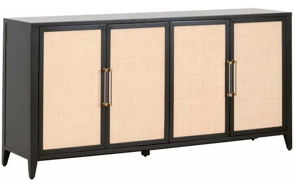 Essentials for Living 6142.B-BLK/NAT Holland Media Sideboard in Brushed Black Acacia Natural Rattan Essentials for Living 6142.B-BLK/NAT Holland Media Sideboard in Brushed Black Acacia Natural Rattan
