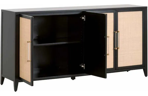 Essentials for Living 6142.B-BLK/NAT Holland Media Sideboard in Brushed Black Acacia Natural Rattan Essentials for Living 6142.B-BLK/NAT Holland Media Sideboard in Brushed Black Acacia Natural Rattan