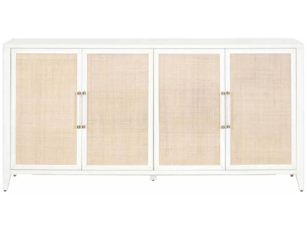 Essentials For Living 6142.WHT/NAT  Holland Media Sideboard in Matte White Natural Rattan