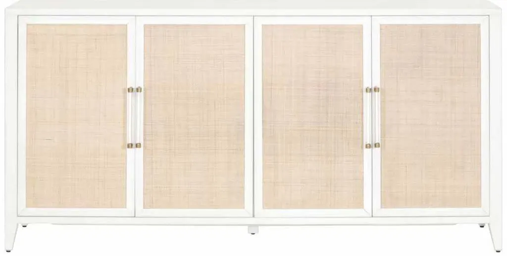 Essentials For Living 6142.WHT/NAT Holland Media Sideboard in Matte White Natural Rattan Essentials For Living 6142.WHT/NAT Holland Media Sideboard in Matte White Natural Rattan