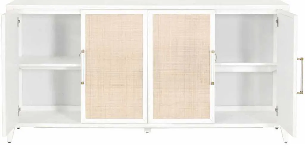 Essentials For Living 6142.WHT/NAT Holland Media Sideboard in Matte White Natural Rattan Essentials For Living 6142.WHT/NAT Holland Media Sideboard in Matte White Natural Rattan