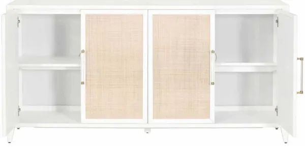 Essentials For Living 6142.WHT/NAT Holland Media Sideboard in Matte White Natural Rattan Essentials For Living 6142.WHT/NAT Holland Media Sideboard in Matte White Natural Rattan