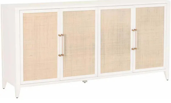 Essentials For Living 6142.WHT/NAT Holland Media Sideboard in Matte White Natural Rattan Essentials For Living 6142.WHT/NAT Holland Media Sideboard in Matte White Natural Rattan