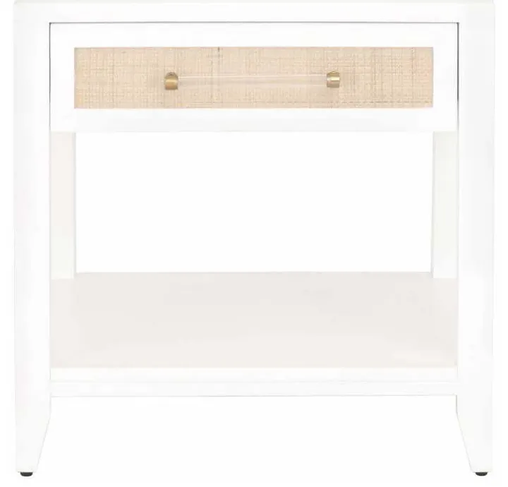 Essentials For Living 6144.WHT/NAT Holland 1 Drawer Side Table in Matte White Natural Rattan Essentials For Living 6144.WHT/NAT Holland 1 Drawer Side Table in Matte White Natural Rattan