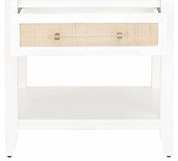 Essentials For Living 6144.WHT/NAT Holland 1 Drawer Side Table in Matte White Natural Rattan Essentials For Living 6144.WHT/NAT Holland 1 Drawer Side Table in Matte White Natural Rattan