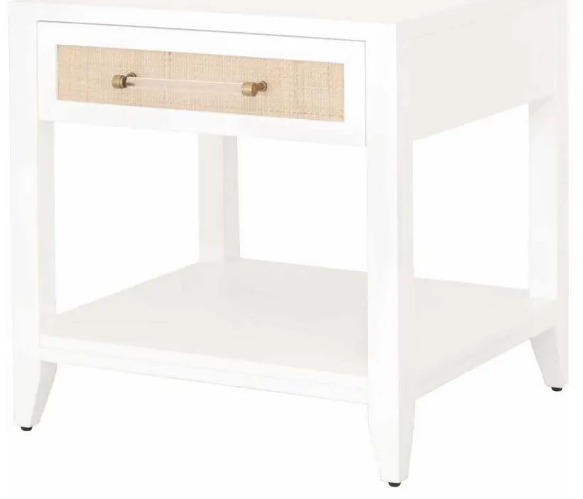 Essentials For Living 6144.WHT/NAT Holland 1 Drawer Side Table in Matte White Natural Rattan Essentials For Living 6144.WHT/NAT Holland 1 Drawer Side Table in Matte White Natural Rattan