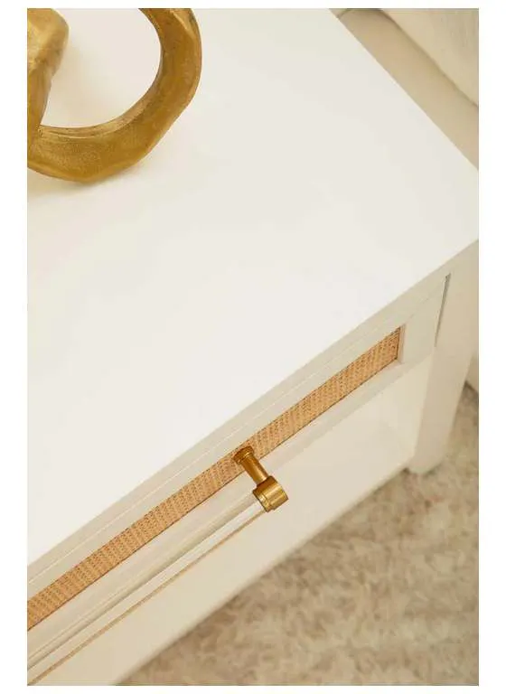 Essentials For Living 6144.WHT/NAT Holland 1 Drawer Side Table in Matte White Natural Rattan Essentials For Living 6144.WHT/NAT Holland 1 Drawer Side Table in Matte White Natural Rattan
