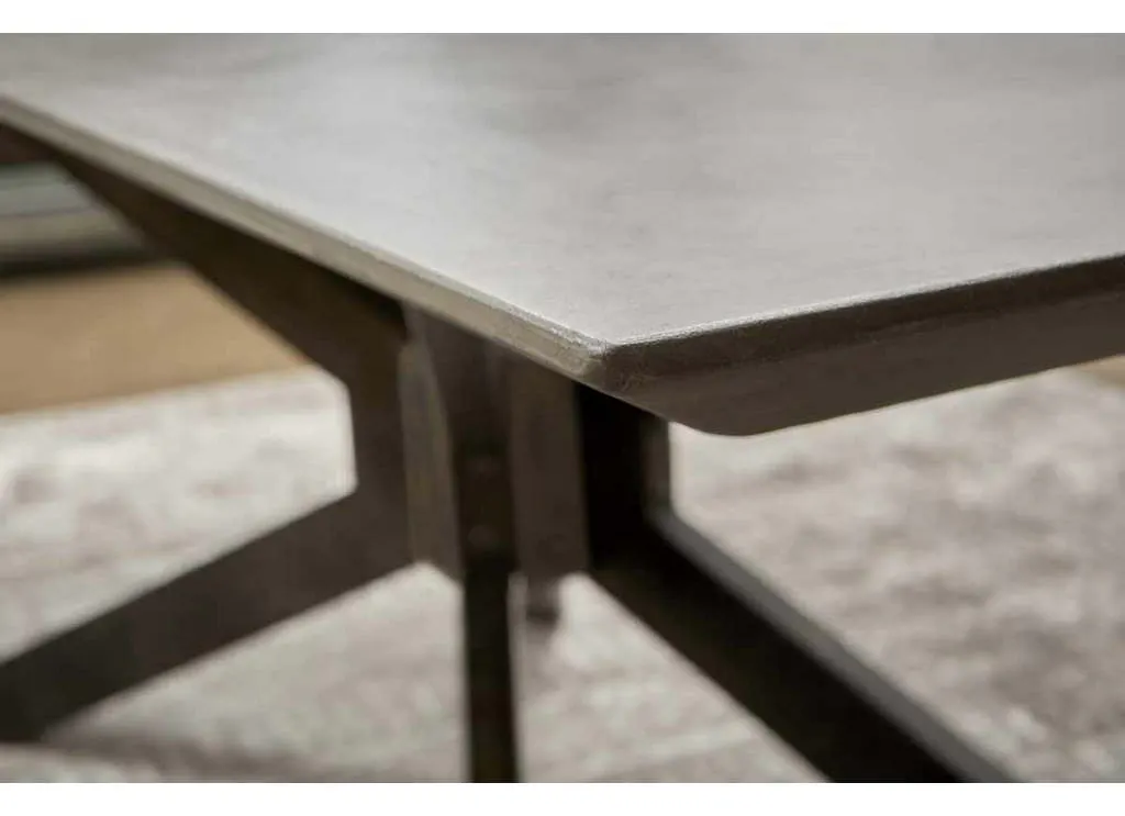 Essentials For Living 4630.BLK/AGRY Industry Rectangle Dining Table in Ash Gray Concrete Distressed Black Iron Essentials For Living 4630.BLK/AGRY Industry Rectangle Dining Table in Ash Gray Concrete Distressed Black Iron
