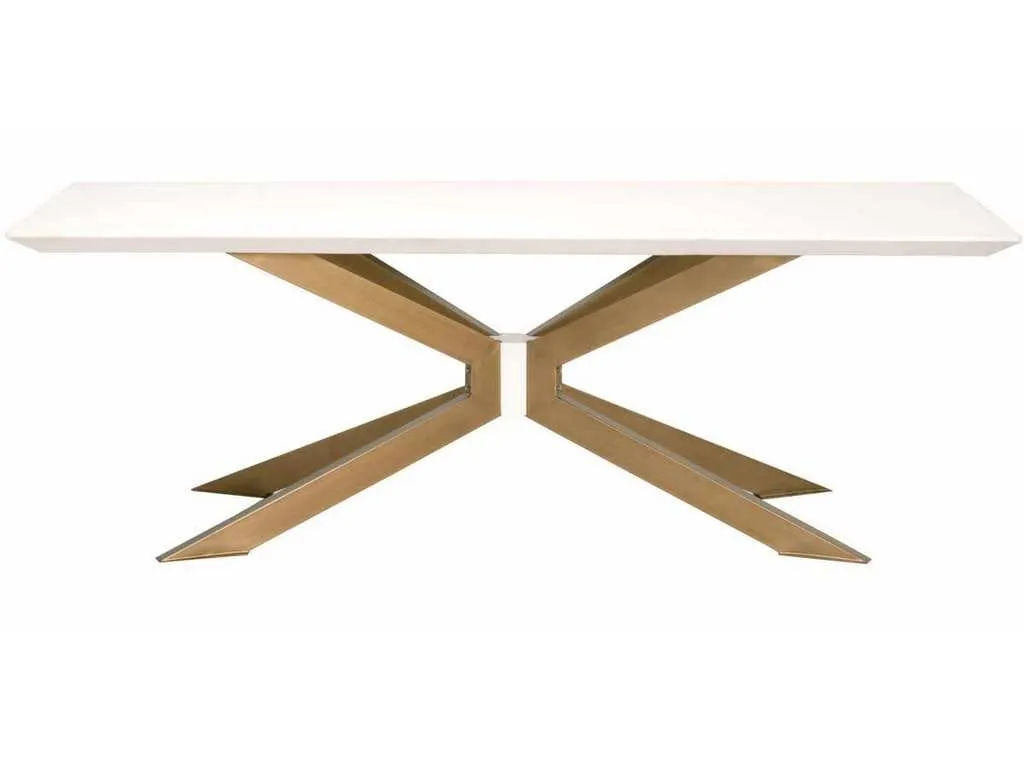Essentials For Living 4630.BRA/IVO  Industry Rectangle Dining Table in Ivory Concrete Brass