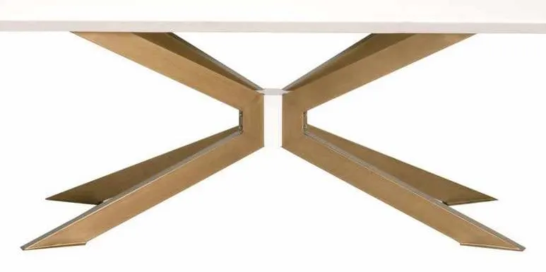 Essentials For Living 4630.BRA/IVO Industry Rectangle Dining Table in Ivory Concrete Brass Essentials For Living 4630.BRA/IVO Industry Rectangle Dining Table in Ivory Concrete Brass